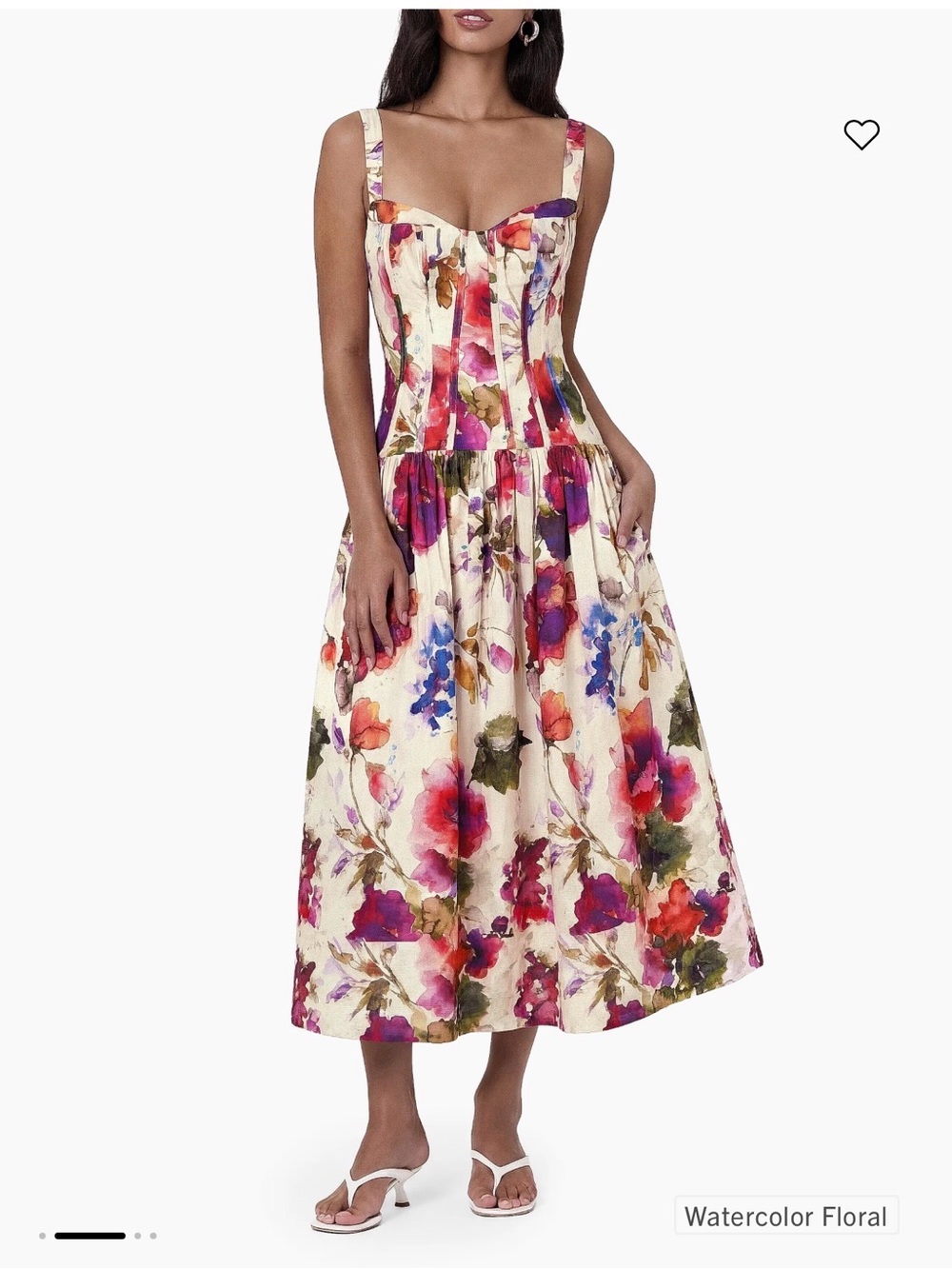 Nicholas Makenna Floral Linen-Blend Midi-Dress
